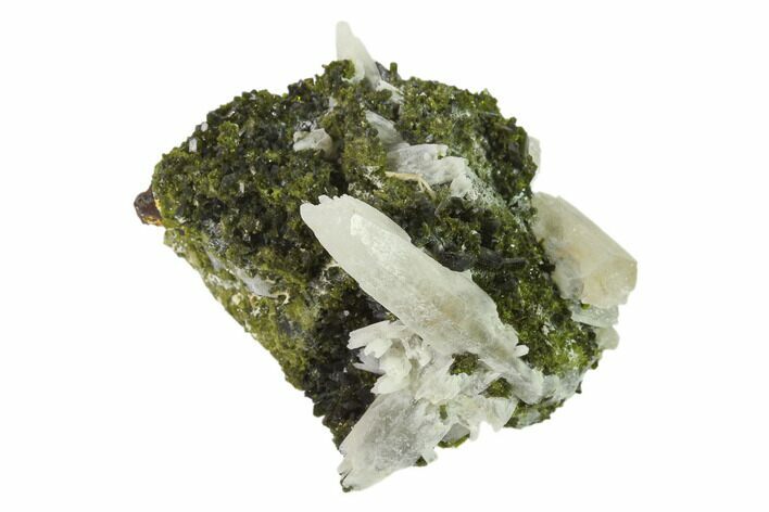 Epidote Crystal Cluster with Quartz - Peru #136219
